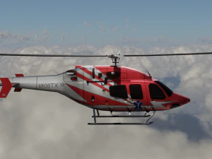 ANIMATED Bell 206 Jet Ranger -Red 1808TX 3D Model
