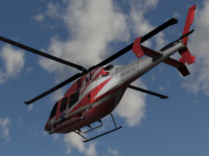 ANIMATED Bell 206 Jet Ranger -Red 1808TX 3D Model