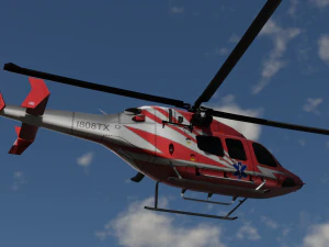 ANIMATED Bell 206 Jet Ranger -Red 1808TX 3D Model