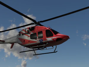 ANIMATED Bell 206 Jet Ranger -Red 1808TX 3D Model