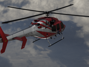 ANIMATED Bell 206 Jet Ranger -Red 1808TX Model 3D