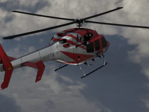ANIMATED Bell 206 Jet Ranger -Red 1808TX 3D Model