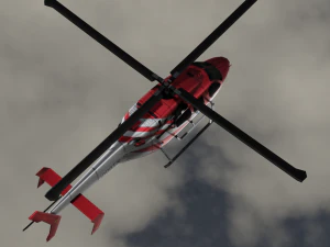 ANIMATED Bell 206 Jet Ranger -Red 1808TX 3D Model