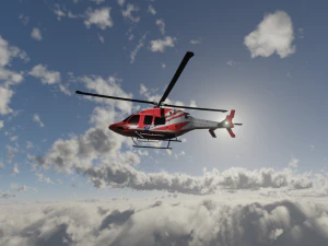 ANIMATED Bell 206 Jet Ranger -Red 1808TX 3D Model