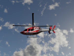 ANIMATED Bell 206 Jet Ranger -Red 1808TX 3D Model