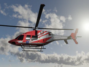 ANIMATED Bell 206 Jet Ranger -Red 1808TX 3D Model