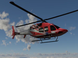 ANIMATED Bell 206 Jet Ranger -Red 1808TX 3D Model
