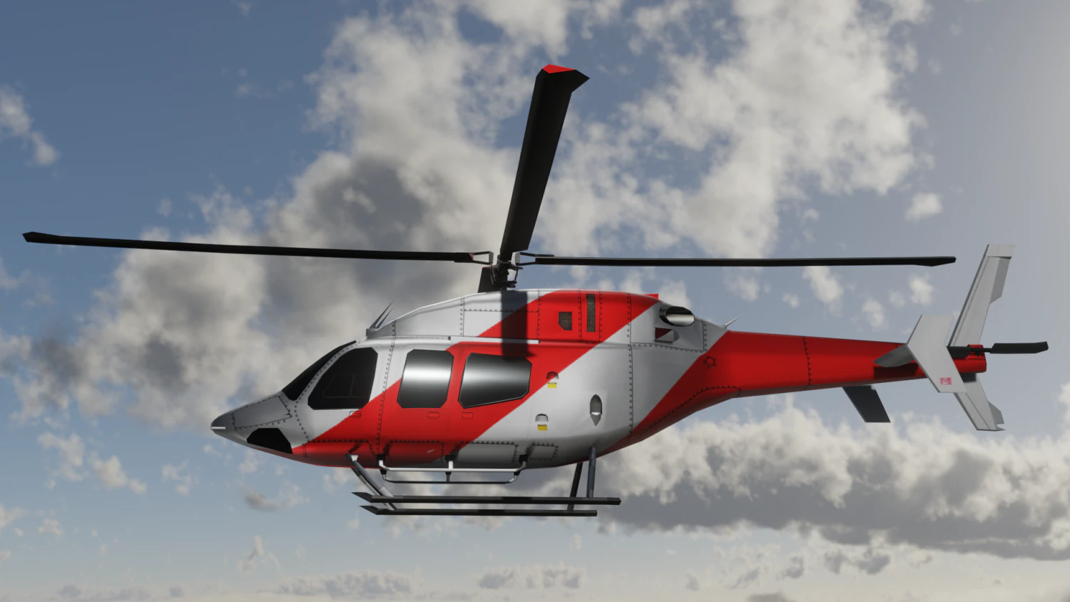 ANIMATED Bell 206 Jet Ranger -Red TX 3D Model .c4d .max .obj .3ds .fbx .stl .blend 