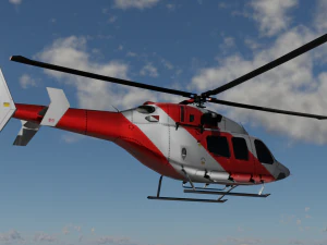 ANIMATED Bell 206 Jet Ranger -Red TX 3D Model
