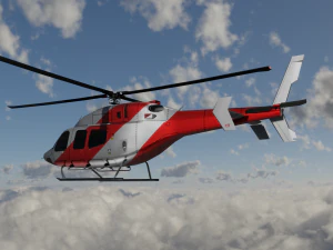 ANIMATED Bell 206 Jet Ranger -Red TX 3D Model
