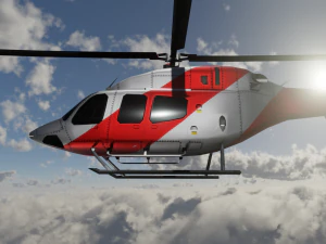 ANIMATED Bell 206 Jet Ranger -Red TX 3D Model