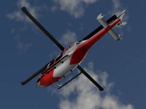 ANIMATED Bell 206 Jet Ranger -Red TX 3D Model