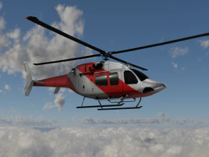 ANIMATED Bell 206 Jet Ranger -Red TX 3D Model