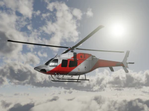 ANIMATED Bell 206 Jet Ranger -Red TX 3D Model
