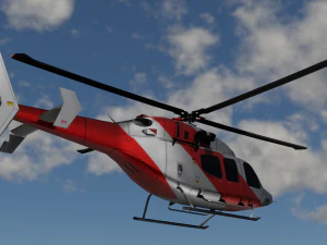 ANIMATED Bell 206 Jet Ranger -Red TX 3D Model