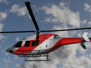 ANIMATED Bell 206 Jet Ranger -Red TX 3D Model