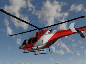 ANIMATED Bell 206 Jet Ranger -Red TX 3D Model