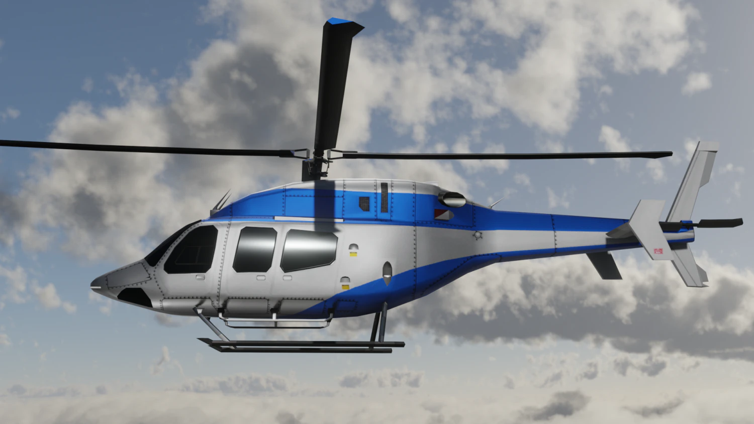 ANIMATED Bell 206 Jet Ranger -Blue TX 3D Model .c4d .max .obj .3ds .fbx .stl .blend