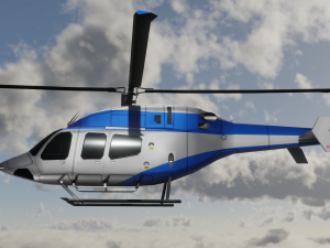 ANIMATED Bell 206 Jet Ranger -Blue TX 3D Model
