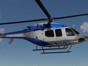 ANIMATED Bell 206 Jet Ranger -Blue TX 3D Model