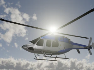 ANIMATED Bell 206 Jet Ranger -Blue TX 3D Model