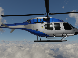ANIMATED Bell 206 Jet Ranger -Blue TX 3D Model