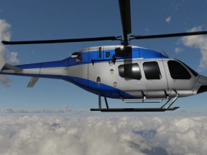 ANIMATED Bell 206 Jet Ranger -Blue TX 3D Model