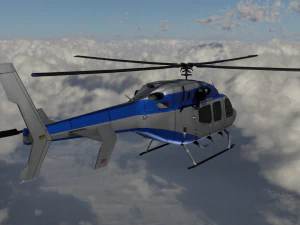 ANIMATED Bell 206 Jet Ranger -Blue TX 3D Model