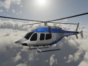 ANIMATED Bell 206 Jet Ranger -Blue TX 3D Model