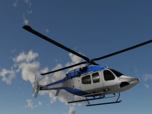 ANIMATED Bell 206 Jet Ranger -Blue TX 3D Model