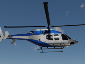 ANIMATED Bell 206 Jet Ranger -Blue TX 3D Model