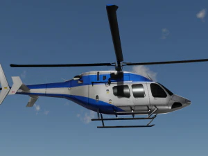 ANIMATED Bell 206 Jet Ranger -Blue TX 3D Model