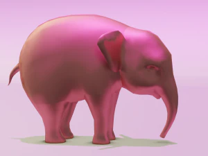 Pink Elephant Cartoon 3D Model