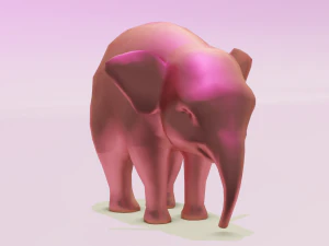 Pink Elephant Cartoon 3D Model