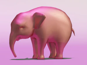 Pink Elephant Cartoon 3D Model
