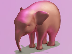 Pink Elephant Cartoon 3D Model