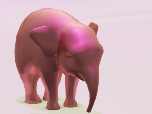 Pink Elephant Cartoon Model 3D