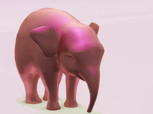 Pink Elephant Cartoon 3D Model