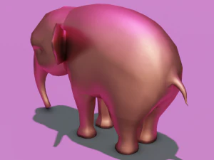 Pink Elephant Cartoon 3D Model