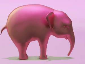 Pink Elephant Cartoon 3D Model