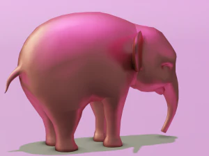 Pink Elephant Cartoon 3D Model