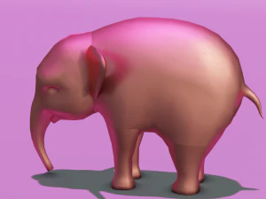 Pink Elephant Cartoon 3D Model