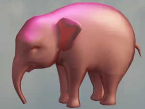 Pink Elephant Cartoon 3D Model