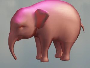 Pink Elephant Cartoon 3D Model