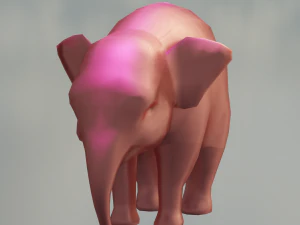 Pink Elephant Cartoon 3D Model