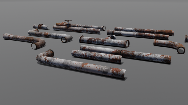 Rusted pipe pack 3D-Modell .c4d .max .obj .3ds .fbx .stl .blend 