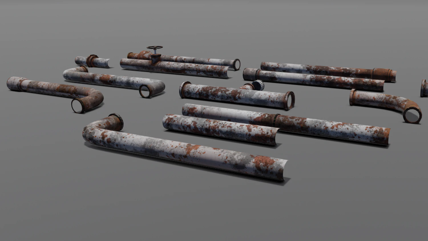 Rusted pipe pack 3D Model .c4d .max .obj .3ds .fbx .stl .blend