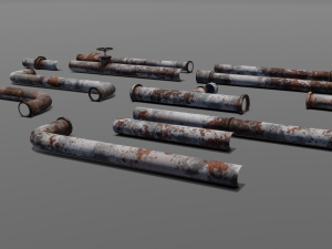 Rusted pipe pack 3D Model