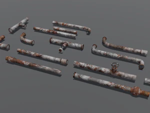 Rusted pipe pack 3D Model