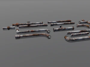 Rusted pipe pack 3D Model